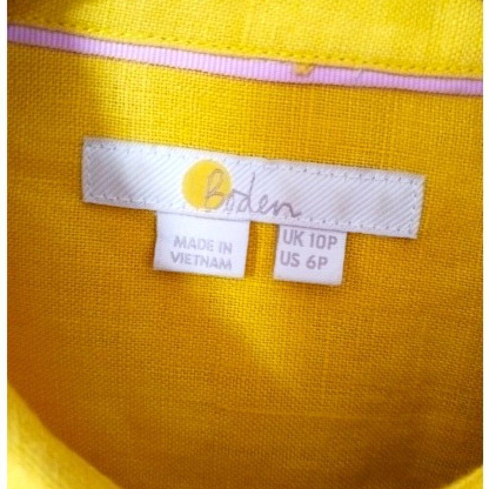 NWOT Boden Carrie Linen Women's Shirt Dress Daffodil Size 6P  Yellow with Belted - Picture 9 of 9